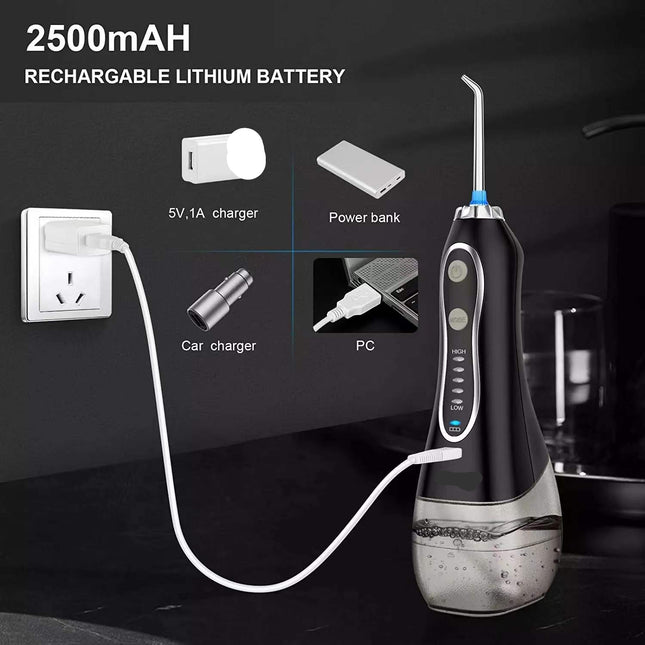 Rechargeable Portable Water Flosser 2500mAh Cordless Dental Jet Cleaner with 3 Modes