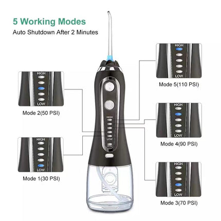 Rechargeable Portable Water Flosser 2500mAh Cordless Dental Jet Cleaner with 3 Modes