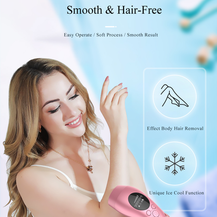IPL Hair Removal Device with Ice Cooling Technology and 999999 Flashes for Face and Body