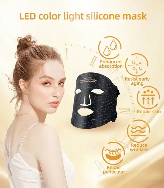 Wireless LED Face Mask 660nm 850nm Light Beauty Care Device with 7 Color Settings