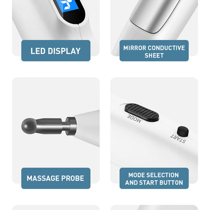 Rechargeable Meridian Massage Pen with Acupoint Locator and 10 Intensity Settings