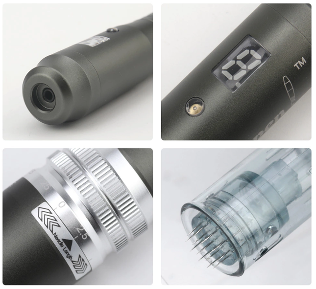 Portable Cordless Skin Care Pen Device with Multi Needle Cartridges & LED Control