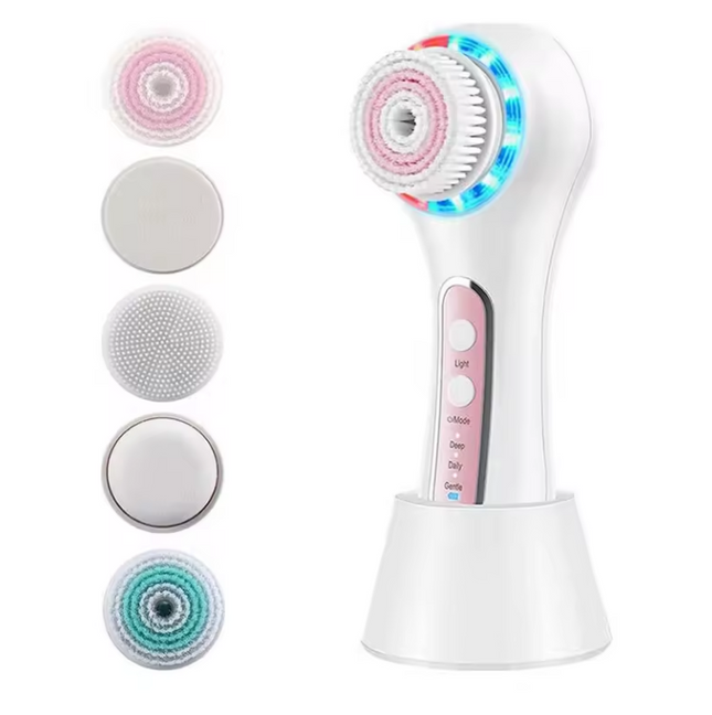 Portable Silicone Facial Cleansing Brush Waterproof Rechargeable Face & Neck Exfoliation Device