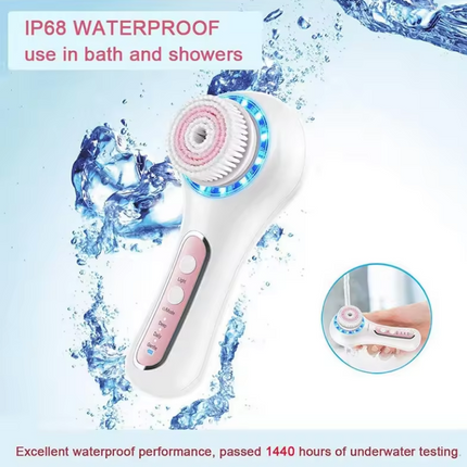 Portable Silicone Facial Cleansing Brush Waterproof Rechargeable Face & Neck Exfoliation Device