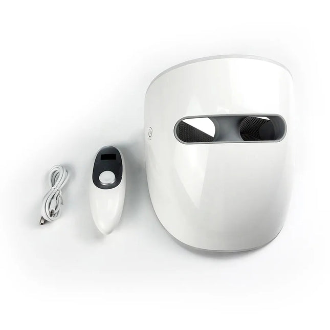 LED Facial Mask Light Therapy Device for Skincare, 3 Color Light, USB Rechargeable Beauty Mask