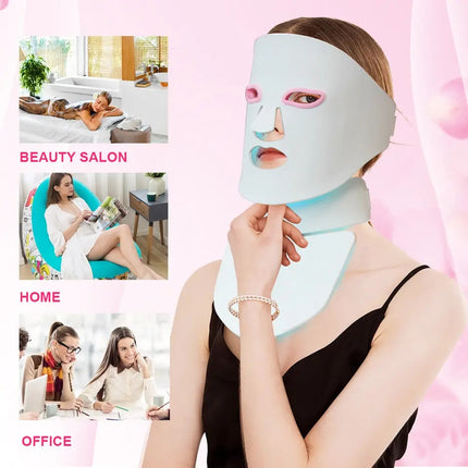 Portable Silicone LED Light Face & Neck Mask 7 Colors Adjustable Beauty Care Device