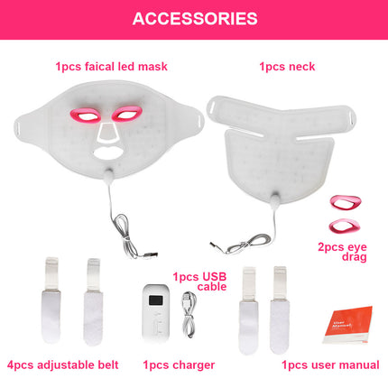 Portable Silicone LED Light Face & Neck Mask 7 Colors Adjustable Beauty Care Device