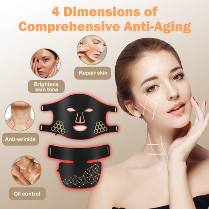 LED Facial Beauty Mask with 4 Light Modes Rechargeable Silicone Face and Neck Care Device