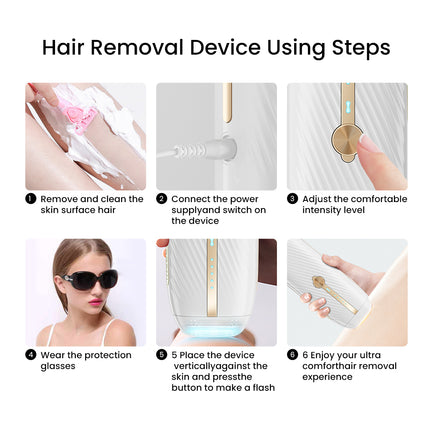 Compact IPL Personal Care Device for Body and Face, Adjustable Light Pulse System