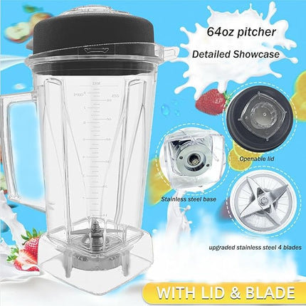 Smoothie Maker Blender Pitcher Replacement Jar with Blade and Plastic Base