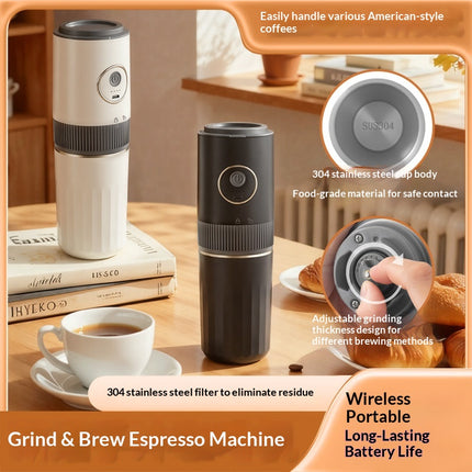 Compact Semi Automatic Coffee Maker with Dry Grinding and IPL Style Personal Care Technology