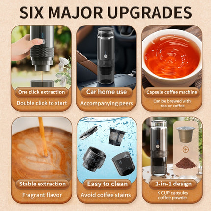 Portable Capsule Coffee Machine for Car and Outdoor Use, Mini Electric Espresso Brewer K-Cup Style