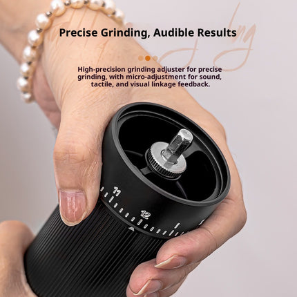 Manual Coffee Grinder with Adjustable Stainless Steel Burr Core and Vertical Hand-Crank Design