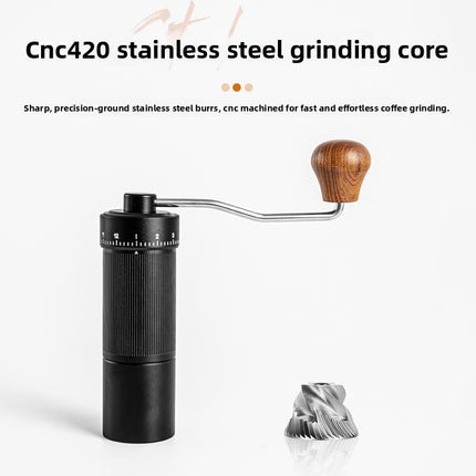 Manual Coffee Grinder with Adjustable Stainless Steel Burr Core and Vertical Hand-Crank Design