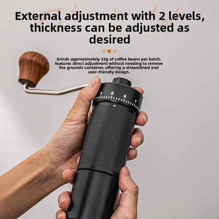Manual Coffee Grinder with Adjustable Stainless Steel Burr Core and Vertical Hand-Crank Design