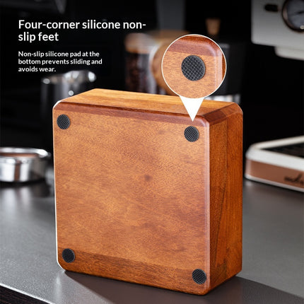 Coffee Tamping Station Set 58mm Walnut Wood Stand with Tamping Mat and Storage Holder