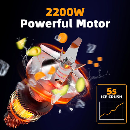 2200W Heavy Duty Commercial Blender 1.8L 6-Blade Ice Crushing Kitchen Mixer