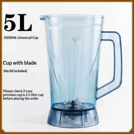 Heavy-Duty 5L PC Blender Cup with Stainless Blade for Commercial Smoothie Machine Replacement