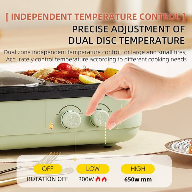 Electric Hot Pot Grill Combo 1200W Multi-Purpose Cooker with Anti-Dry Burn Function