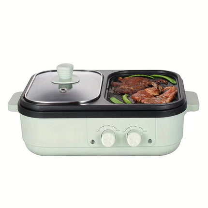 Electric Hot Pot Grill Combo 1200W Multi-Purpose Cooker with Anti-Dry Burn Function
