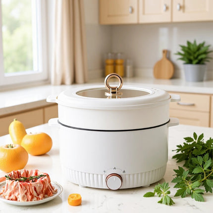 Large 7L Electric Hot Pot 2-Layer Design Multi-Use Cooker Stew Boil Steam 1500W