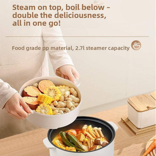 Large 7L Electric Hot Pot 2-Layer Design Multi-Use Cooker Stew Boil Steam 1500W