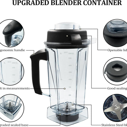 Durable 64oz Blender Jar Replacement with Measurement Markings and Dishwasher Safe Design