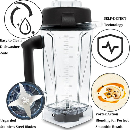 Durable 64oz Blender Jar Replacement with Measurement Markings and Dishwasher Safe Design