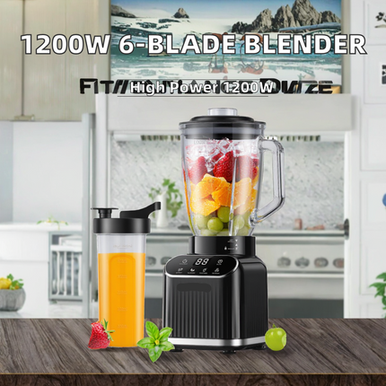 Electric 1200W Stainless Steel 6-Blade Countertop Blender for Smoothies and Shakes