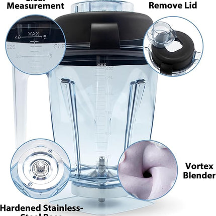 48oz Plastic Blender Pitcher Replacement Jug for Electric Blenders