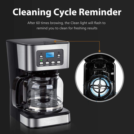 Portable 12 Cup Espresso Coffee Machine 950W Electric Drip Brewer with Steam Function