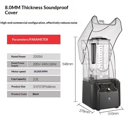 2.2L Countertop Commercial Blender 1800W Multi-Function with Easy Clean Technology