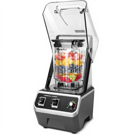 Professional 2200W Portable Commercial Blender with Enclosure 70oz Jar for Smoothies and Blends