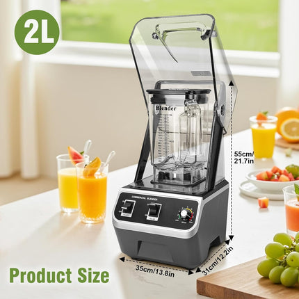 Professional 2200W Portable Commercial Blender with Enclosure 70oz Jar for Smoothies and Blends
