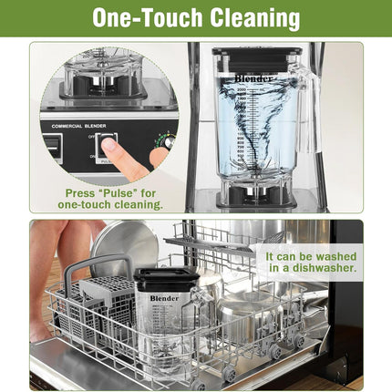 Professional 2200W Portable Commercial Blender with Enclosure 70oz Jar for Smoothies and Blends