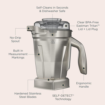 1.5L Stainless Steel Blender Jar with Stainless Steel Blades for Commercial and Household Use