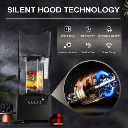 Commercial Electric Blender 2200W with Stainless Steel Jar and Push Button Controls for Smoothies and Juicing