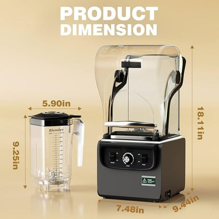 Heavy Duty Commercial Blender 2.2L with Variable Speed Dial and 6-Blade Ice Crushing System
