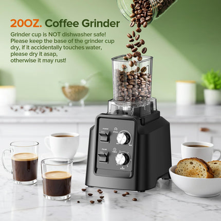 High-Speed Kitchen Blender with 2.2L Pitcher and Grinder Attachment for Smoothies and Ice Crushing