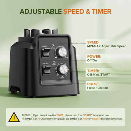 High-Speed Kitchen Blender with 2.2L Pitcher and Grinder Attachment for Smoothies and Ice Crushing