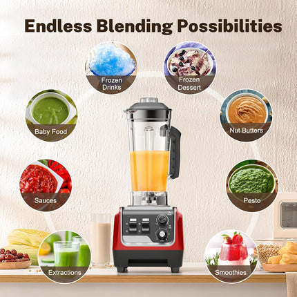 1800W Countertop Blender 70 oz 6-Blade System Smoothie and Frozen Drink Maker