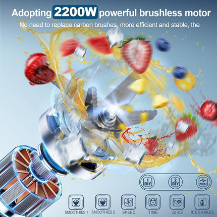 Heavy Duty 2200W Blender 1.5L Multifunction Adjustable Speed Smoothie Maker