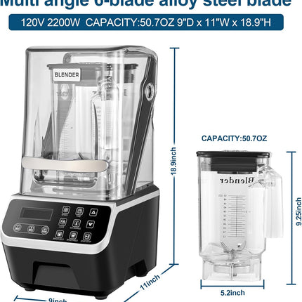 Heavy Duty 2200W Blender 1.5L Multifunction Adjustable Speed Smoothie Maker