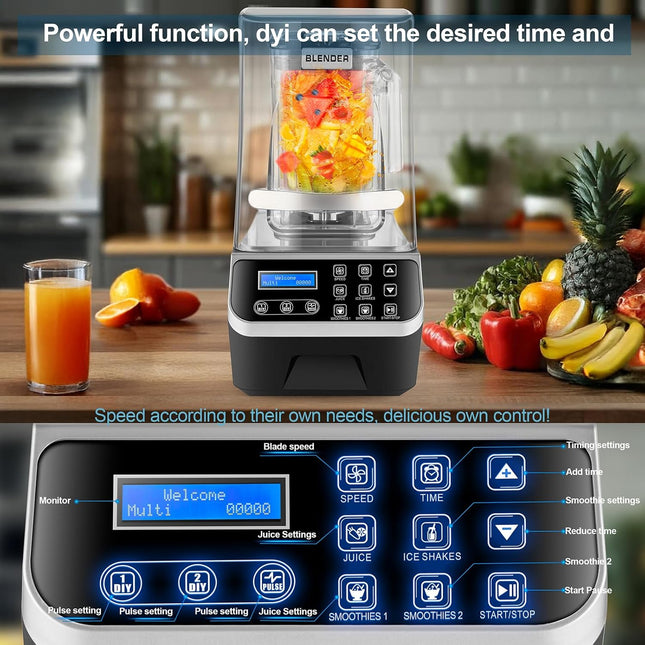 Heavy Duty 2200W Blender 1.5L Multifunction Adjustable Speed Smoothie Maker