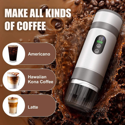 Portable Rechargeable Espresso Maker with Self-Heating Function for Capsules and Ground Coffee
