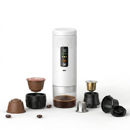 Portable Automatic Espresso Coffee Maker with USB Rechargeable Battery, 20 Bar Pressure Hot and Cold Brew
