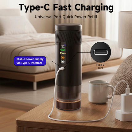 Portable Automatic Espresso Coffee Maker with USB Rechargeable Battery, 20 Bar Pressure Hot and Cold Brew
