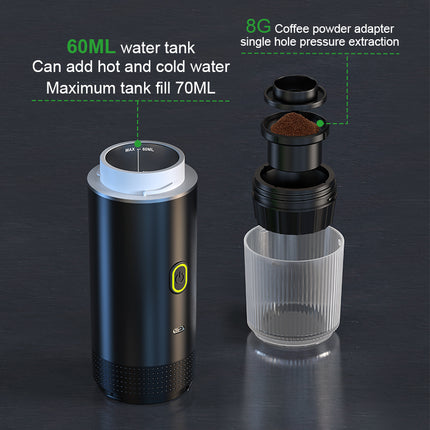 Portable Rechargeable Espresso Coffee Maker with 20 Bar Pressure and USB Charging