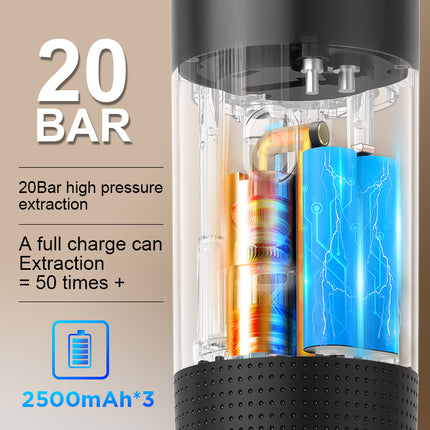 Portable Rechargeable Espresso Coffee Maker with 20 Bar Pressure and USB Charging