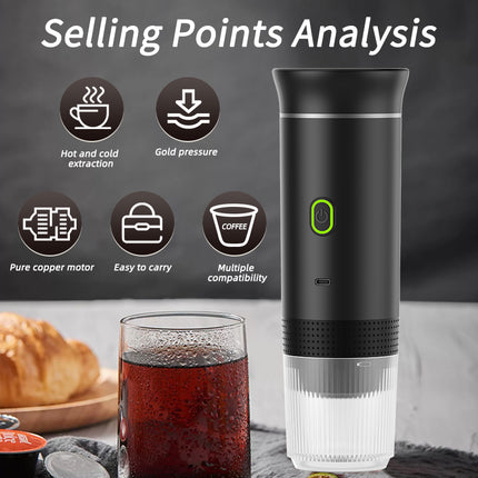 Portable Rechargeable Espresso Coffee Maker with 20 Bar Pressure and USB Charging